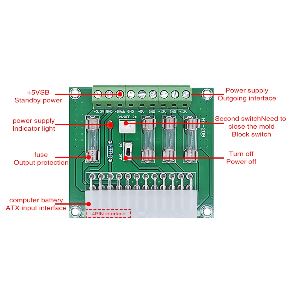 Placa adaptadora de corriente ATX de escritorio, módulo de cableado de toma de corriente para ordenador ATX - imagen 4