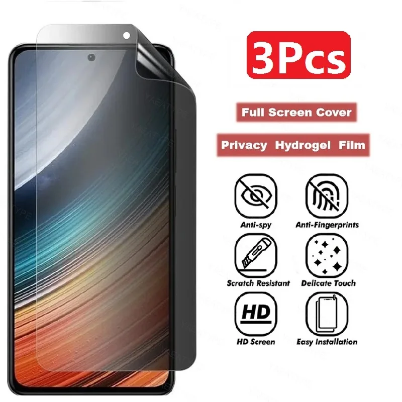 Película de hidrogel de privacidad para Xiaomi Redmi Note 12 13 Pro 5G 4G, Protector de pantalla sin desbloqueo de huellas dactilares, 3 uds.