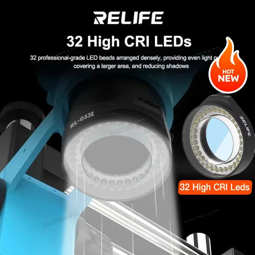 RELIFE RL-033E luz LED para microscopio, lámpara redonda ajustable para reparación de BGA de teléfono para la mayoría de los microscopios estéreo, herramientas de fuente de luz - imagen 2