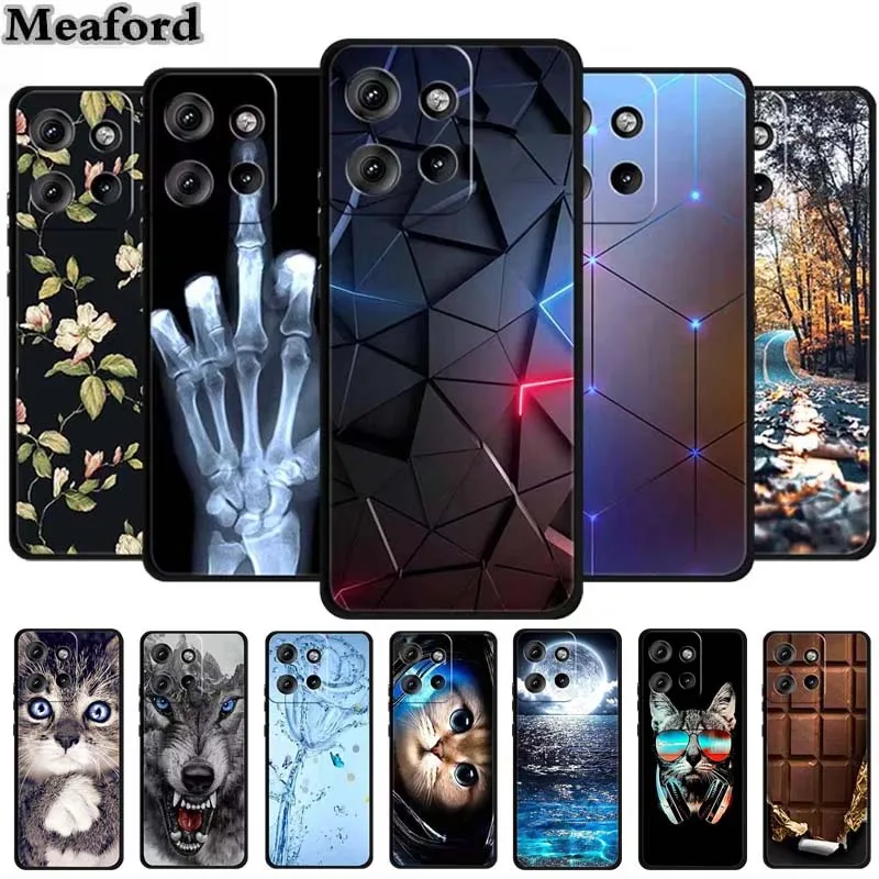 Para Motorola Edge 50 Neo funda animales silicona suave TPU fundas de teléfono contraportada para Motorola Moto S50 5G Protector de lobo nueva Coque