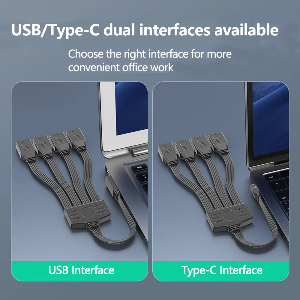 Divisor extensor USB de un punto y cuatro, Cable plano Flexible OTG hacia arriba y hacia abajo, ángulo izquierdo y derecho para ratón de ordenador, teclado, disco U, coche - imagen 3