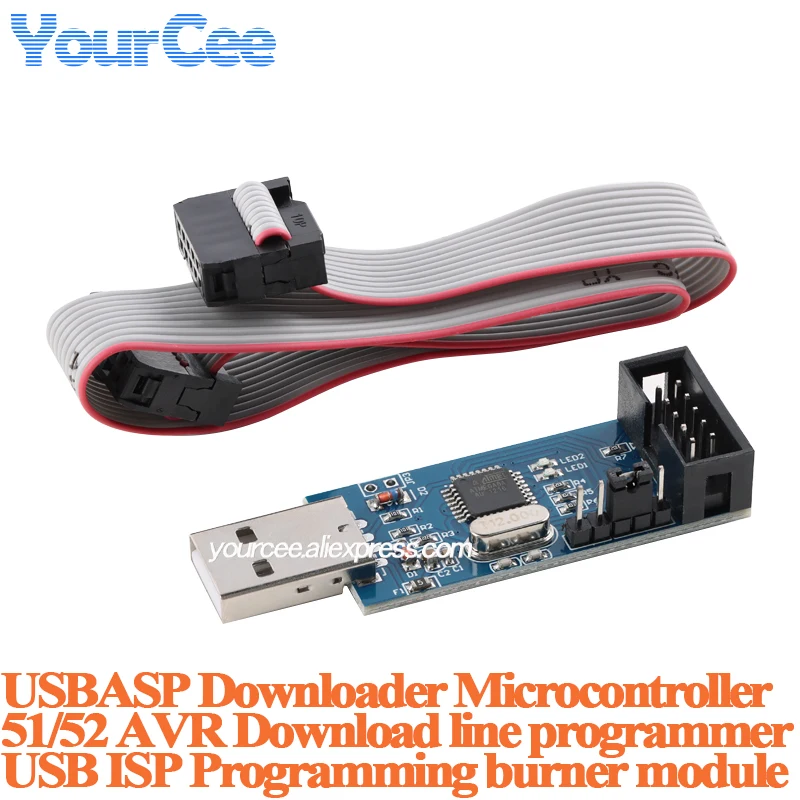 Programador USBASP USBISP AVR USB ISP USB ASP ATMEGA8 ATMEGA128 compatible con Win7 64 módulo de cable de 10 pines + placa adaptadora de 10 pines a 6 pines - imagen 3
