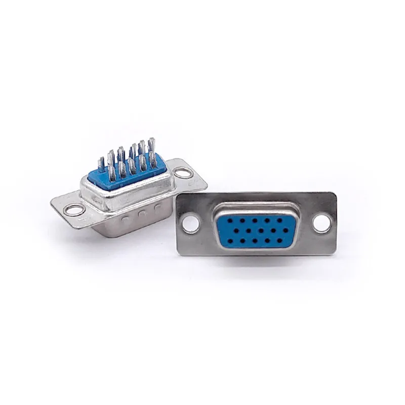 Conector de cable de soldadura Tipo DB15, pin de 15 orificios, adaptador VGA de 3 filas, enchufe macho y hembra, terminal de puerto serie, conector soldado - imagen 2