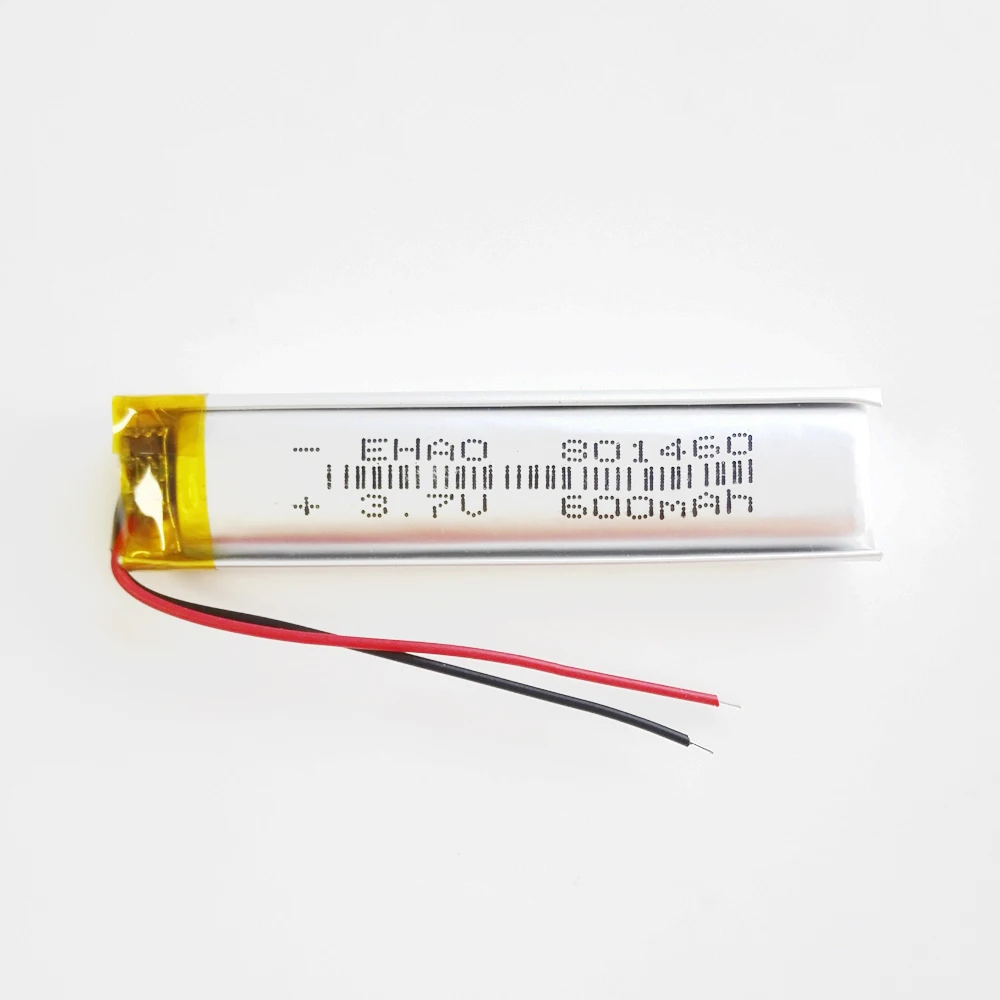Batería recargable LiPo de polímero de litio, 3,7 V, 600mAh, 801460 para Mp3, grabadora GPS, DVD, E-book, auriculares Bluetooth - imagen 2