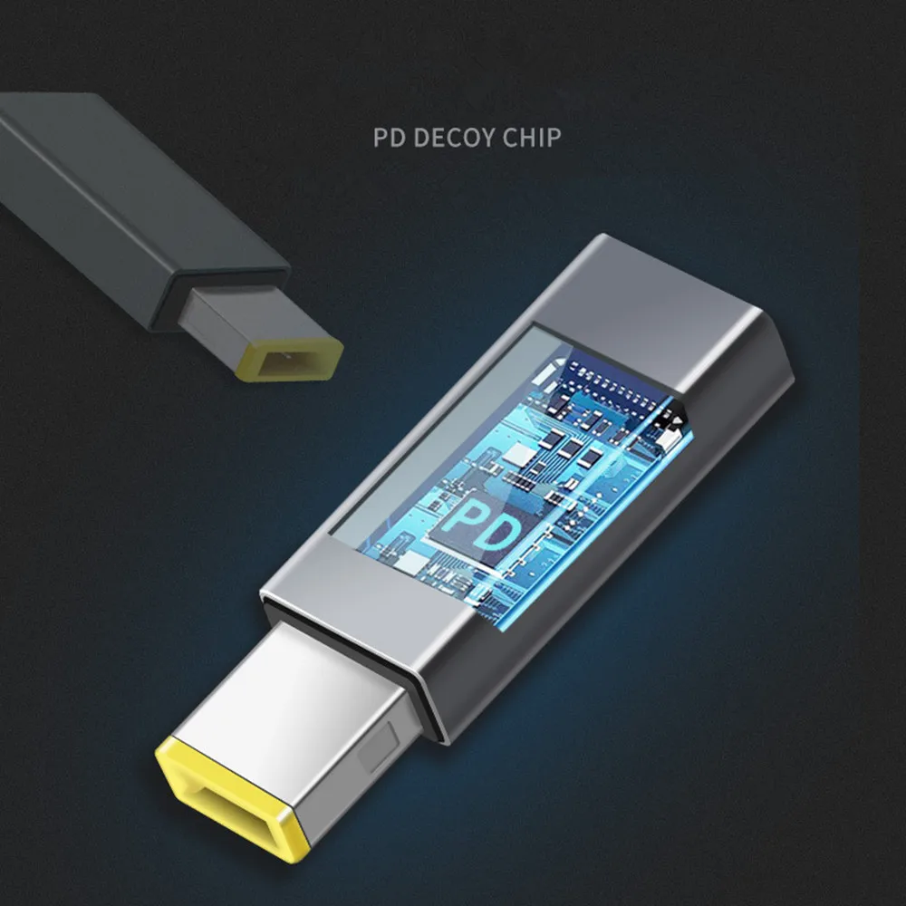 Adaptador PD USB tipo C a 10x6mm, convertidor de punta cuadrado para ordenador portátil Lenovo de 90W o por debajo de los portátiles con punta CC cuadrada, 1 ud. - imagen 5