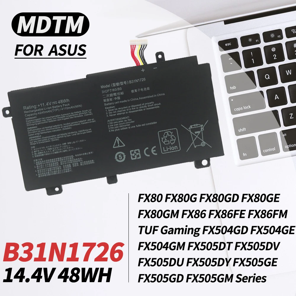 B31N1726 batería para portátil Compatible con Asus FX80 FX86 TUF FX504 FX504GE FX504GM FX505 FX505DT FX505DY FX505GE FX505GD FX505GM
