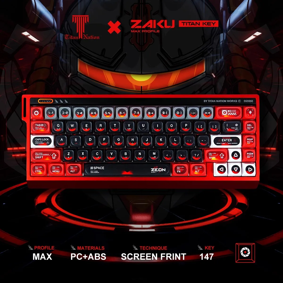 MiFuny Anime ZAKU Keycaps 147 teclas mate pudín transparente MX perfil Keycap PC + ABS teclas para teclado mecánico juego regalo