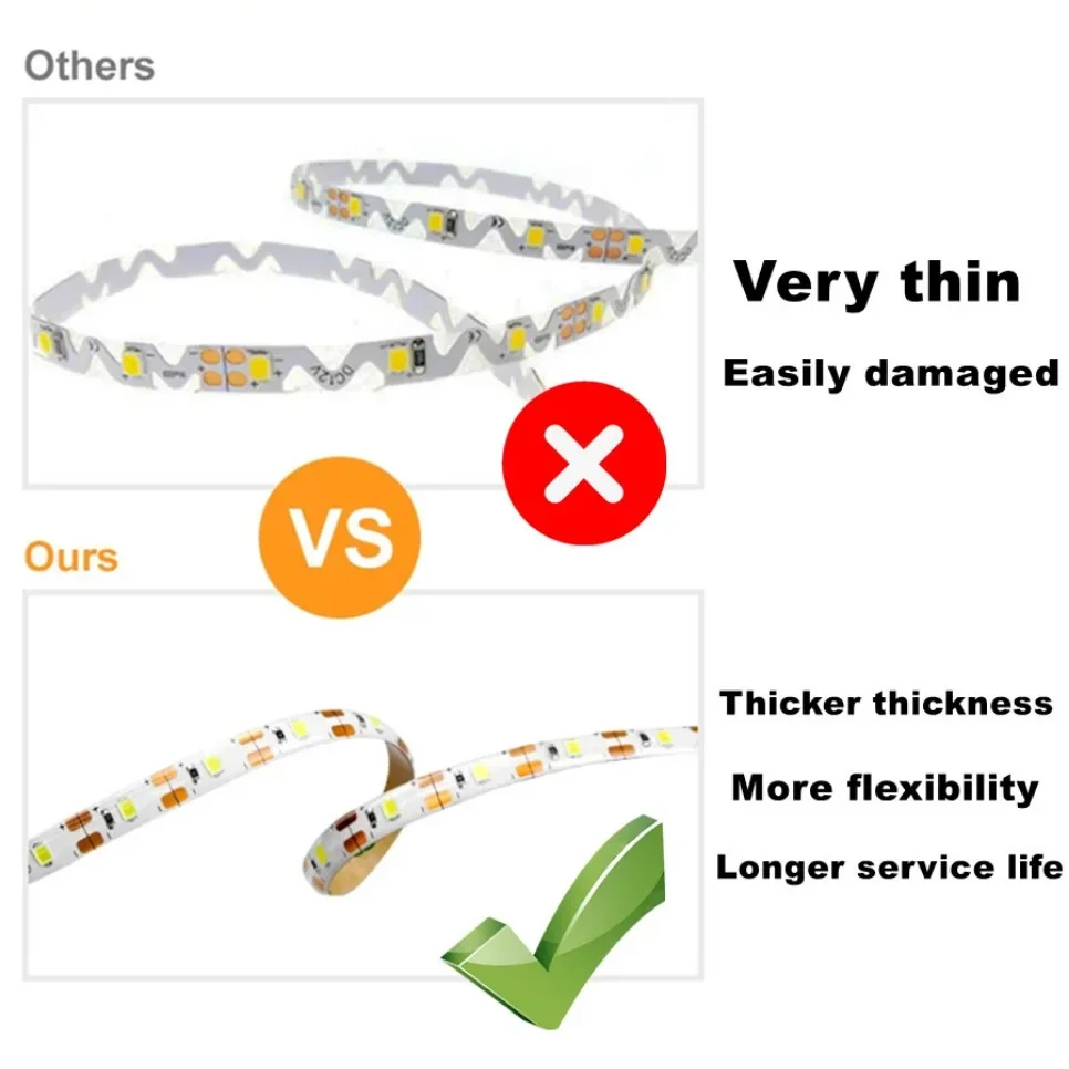 Tira de luces LED para decoración del hogar, cinta de iluminación de fondo de TV, lámpara de 1- 5m, CC de 5V, USB, Blanco cálido, 2835 - imagen 4