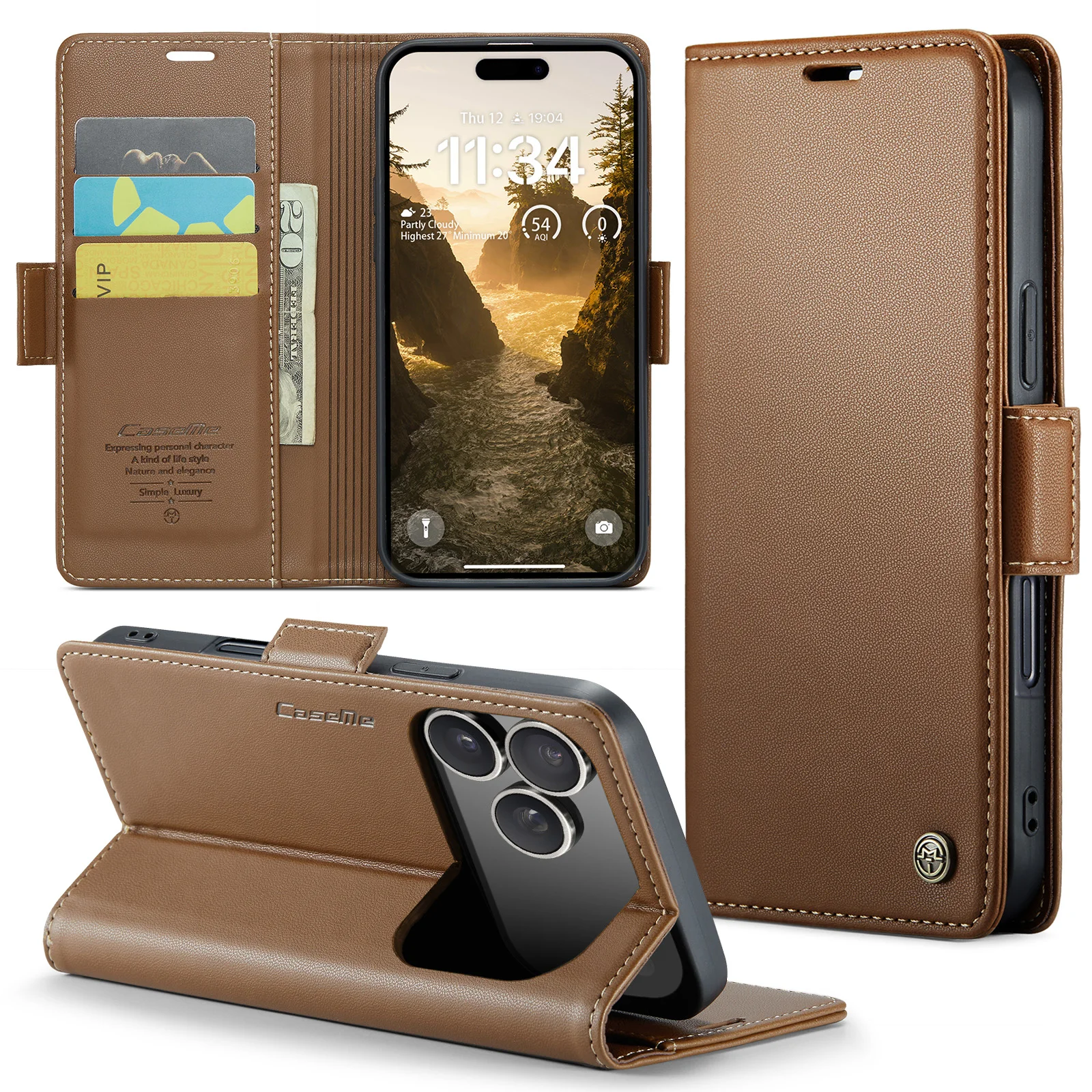 Tarjetas magnéticas de lujo Solt Wallet Flip para iPhone 17 Pro Max 16 15 14 13 12 11 Plus 17air 16E soporte Slim Fit funda de bolsillo - imagen 4