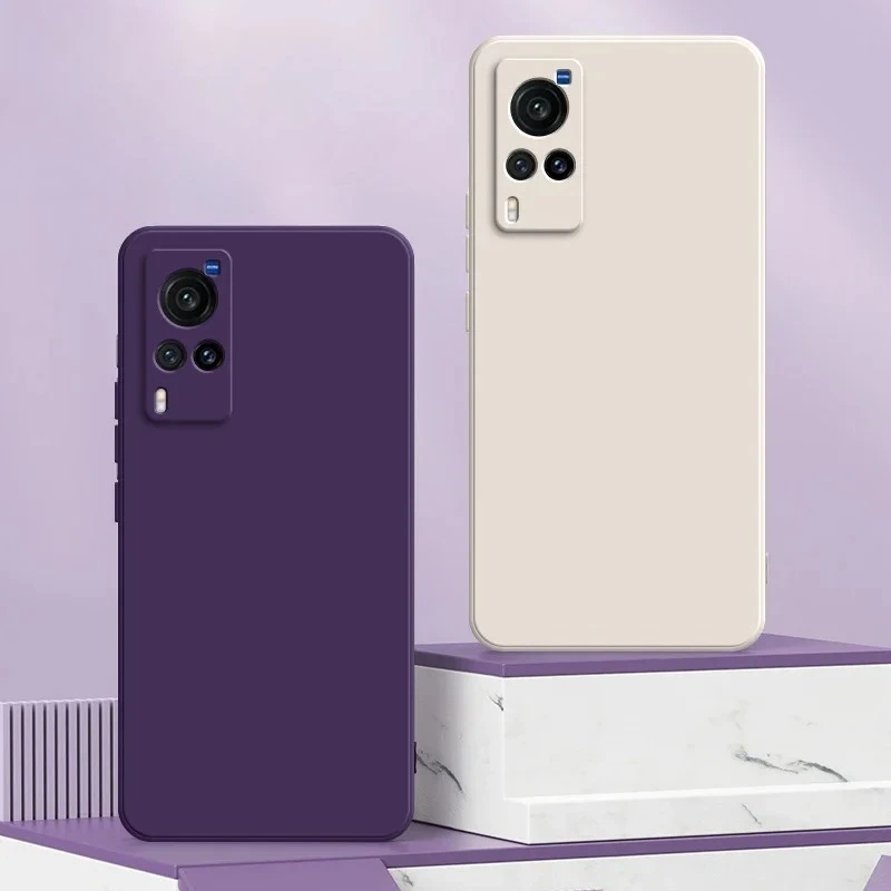 Funda de silicona líquida para VIVO X60 Pro Plus X60s X60t China 360, funda protectora a prueba de golpes para teléfono, bolsas X60Pro