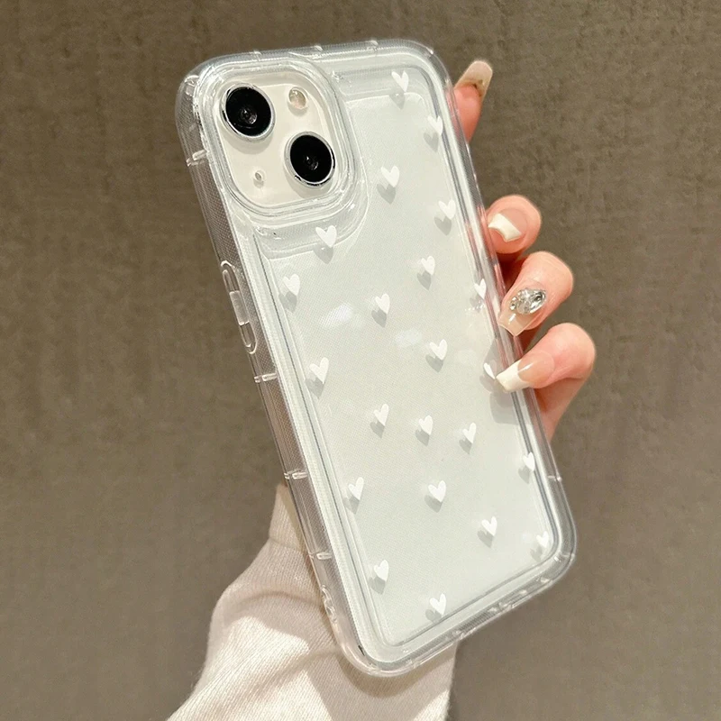 Funda de teléfono transparente de amor pequeño blanco para iPhone 17 Air 16 14 13 12 11 Pro Max 7 8 Plus funda para iPhone 16E 15 Pro - imagen 3