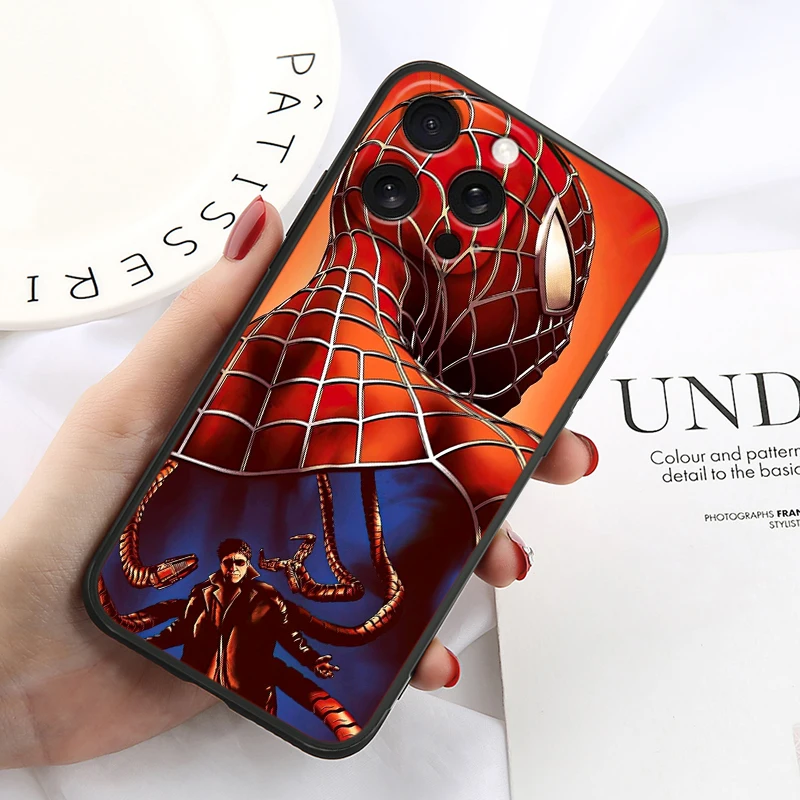 Spider Man Cool Marvel Popular For iPhone 15 14 13 12 11 XS XR X 8 7 SE Pro Max Plus Mini Black Soft Phone Case - imagen 4