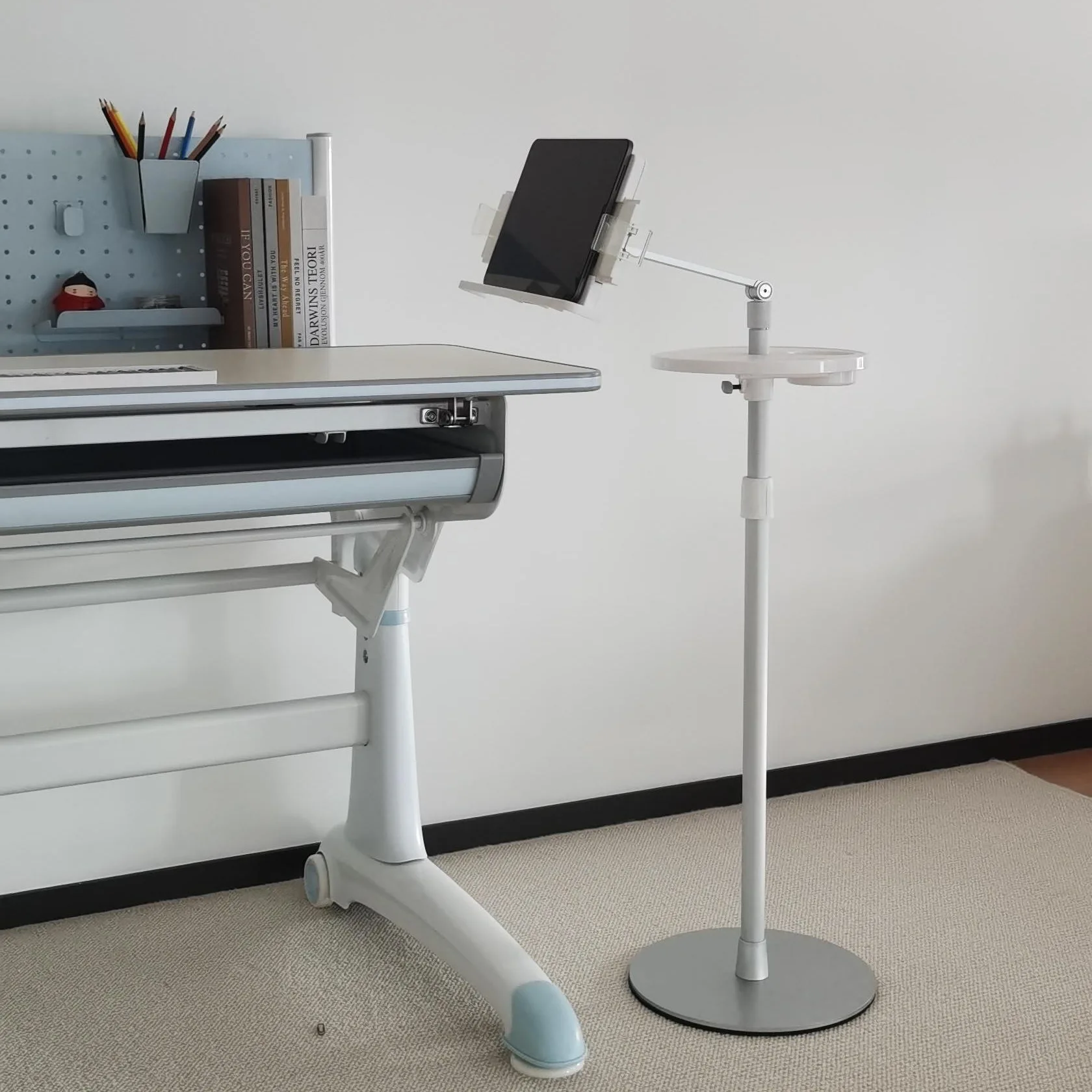 Estante de aluminio para lectura de UP-9ZB, soporte de suelo para oficina, bandeja para cuaderno, bandeja para tableta, ajuste de altura - imagen 3