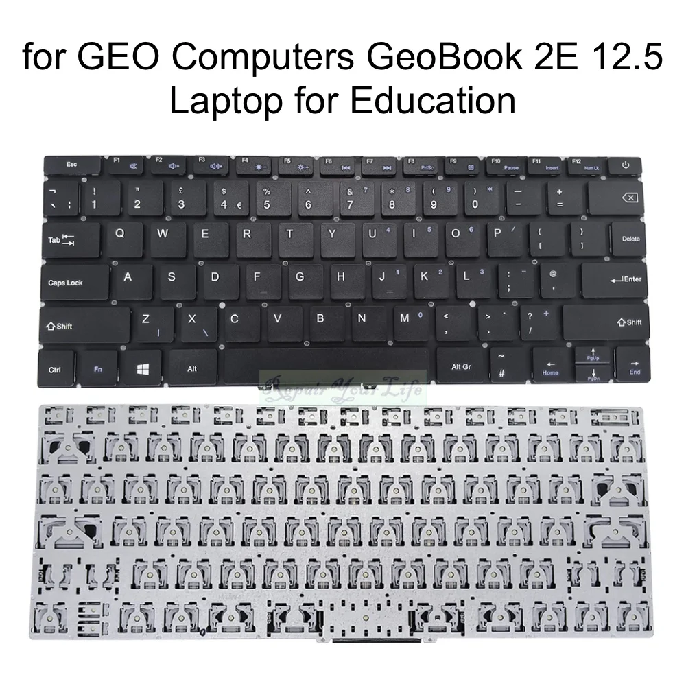 Teclado Inglés del Reino Unido para ordenadores GeoBook 2E 12,5, accesorio para ordenador portátil, Reino Unido, Euro, inglés, nuevo