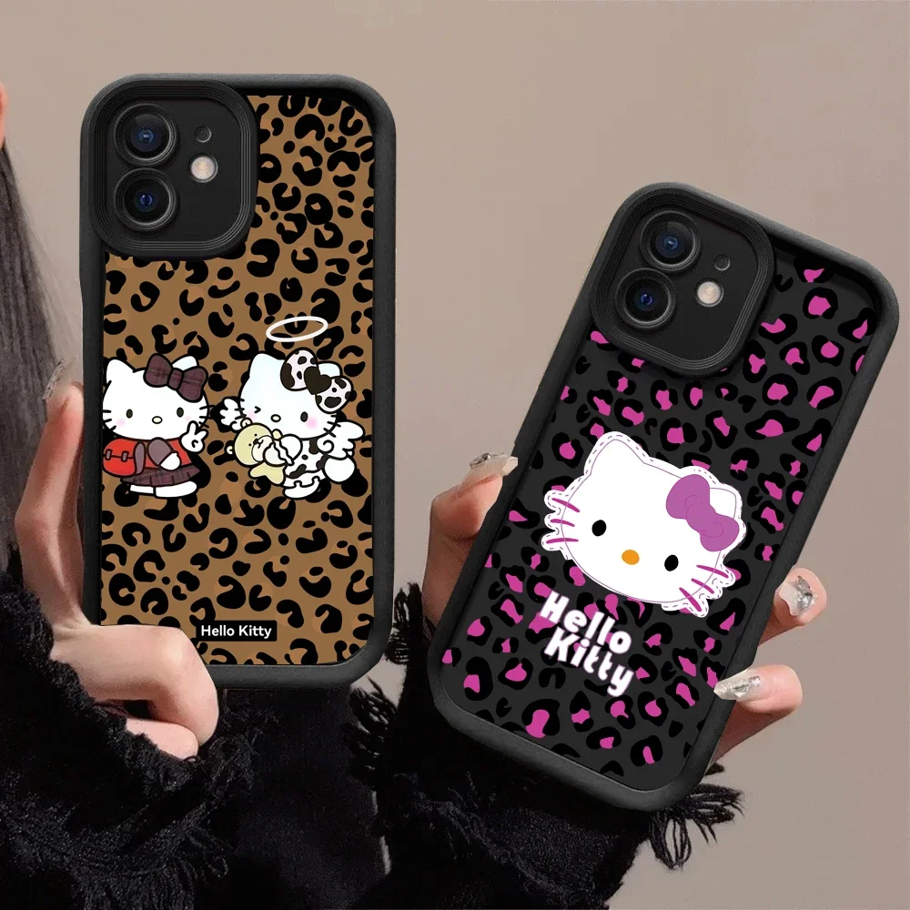 Funda con estampado de leopardo Hello Kitty para VIVO V40 Lite V30 V29 V23 V25 V30E V27E V29E V23E V25E V11 V19 V21 Z3 V15 S1 V20 Pro Y75 Capa