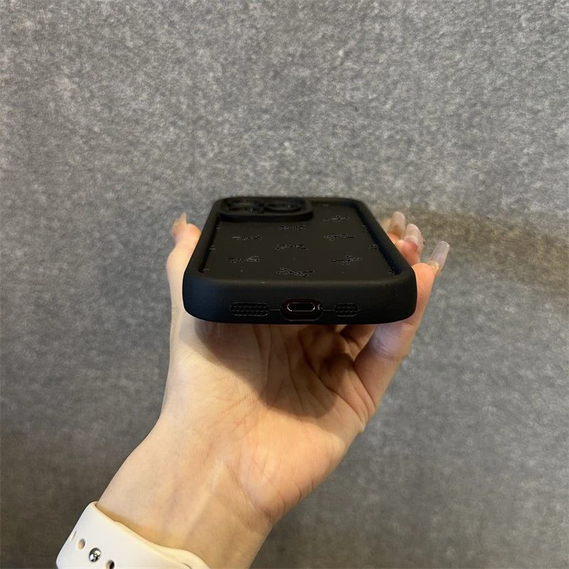 Funda de teléfono suave de silicona con lazo negro para iPhone 11 12 13 14 15 16 Pro Max 16E X XS XR 7 8 Plus SE2 cubierta trasera de parachoques a prueba de golpes - imagen 5