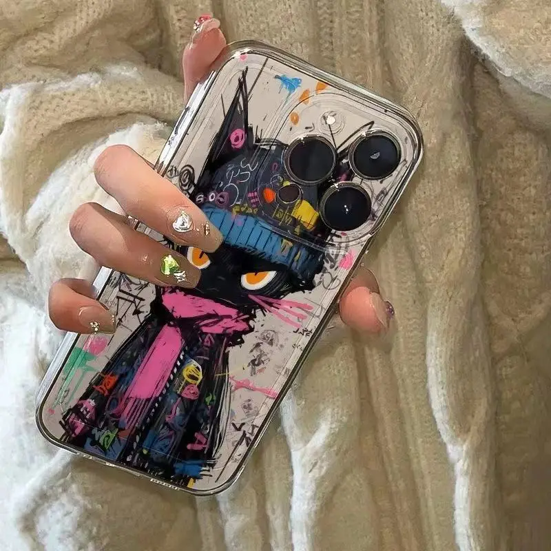 Funda de teléfono Graffiti Cool Black Cat para Samsung S24 S23 S22 S21 S20 S10 FE Note20 Note10 Plus Ultra Lite 5G, funda suave de TPU de lujo - imagen 2