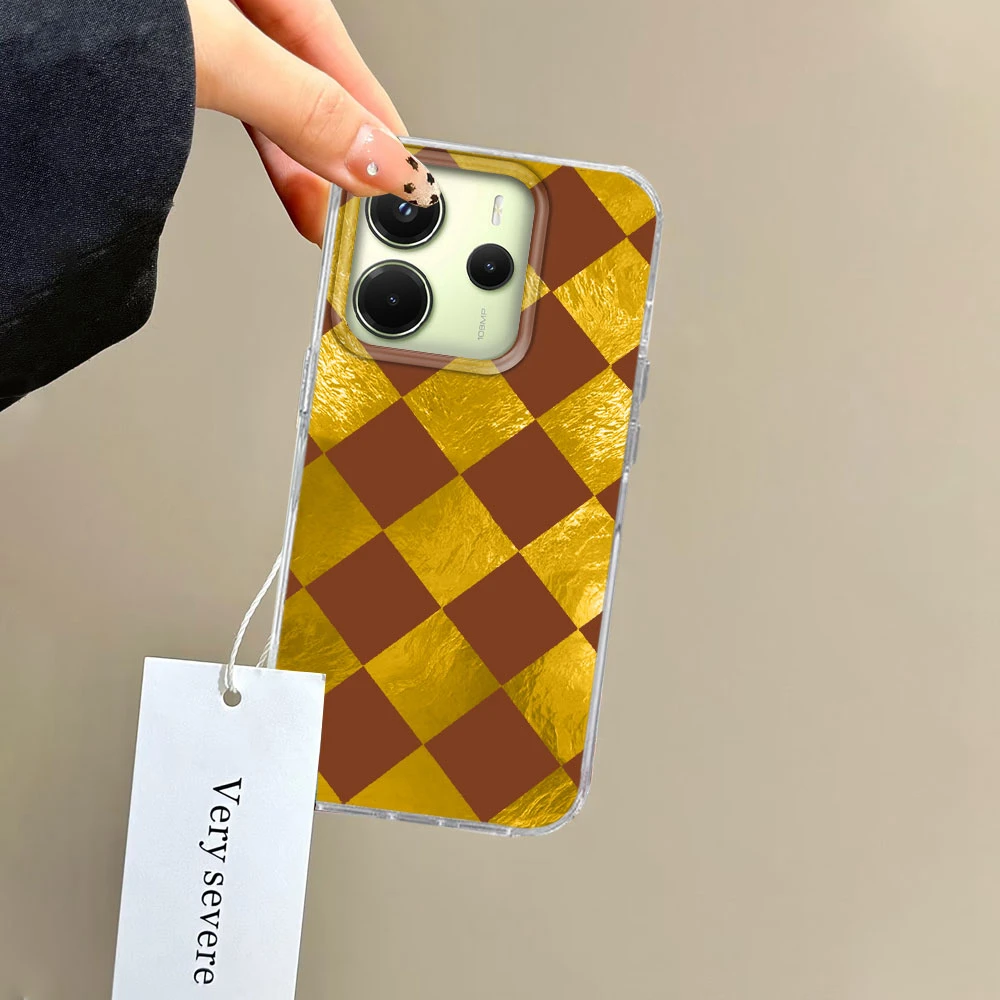  Funda de teléfono con rejilla a cuadros negra para Xiaomi Redmi Note 14 13 12 11 11S 10 10S 9 Pro 15C 9C 13C 14C A3 A3X 9C A1 15 - imagen 5