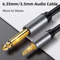 Adaptador de audio 6.35mm mono a 3.5mm estéreo para guitarra y PC