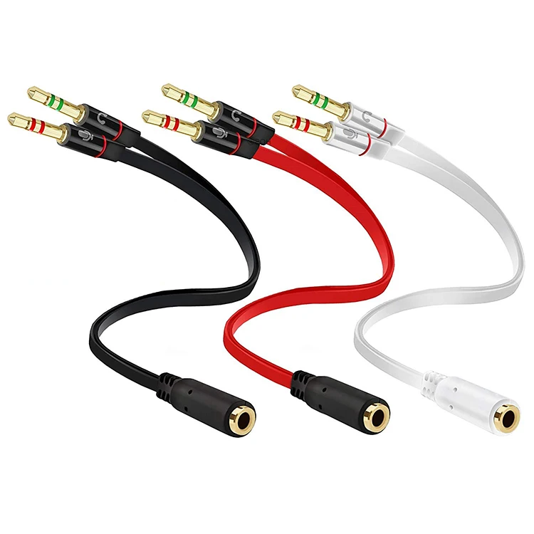 Adaptador TRRS 3.5mm 2 Macho 1 Hembra Mini 3.5mm Jack 4 Pin Splitter Micrófono Audio Estéreo Cable Plano Socket 2 3pin Conector - Vista principal del producto