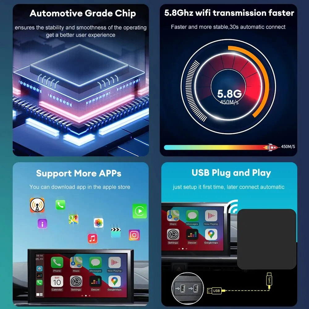 Mini Dongle Carplay Inalámbrico USB Universal Coche - imagen 3