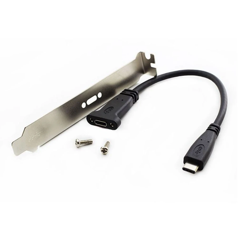 Cable USB-C USB 3.1 tipo C macho a hembra de 0,2 M con orificio para tornillo de montaje en panel 0,2 M