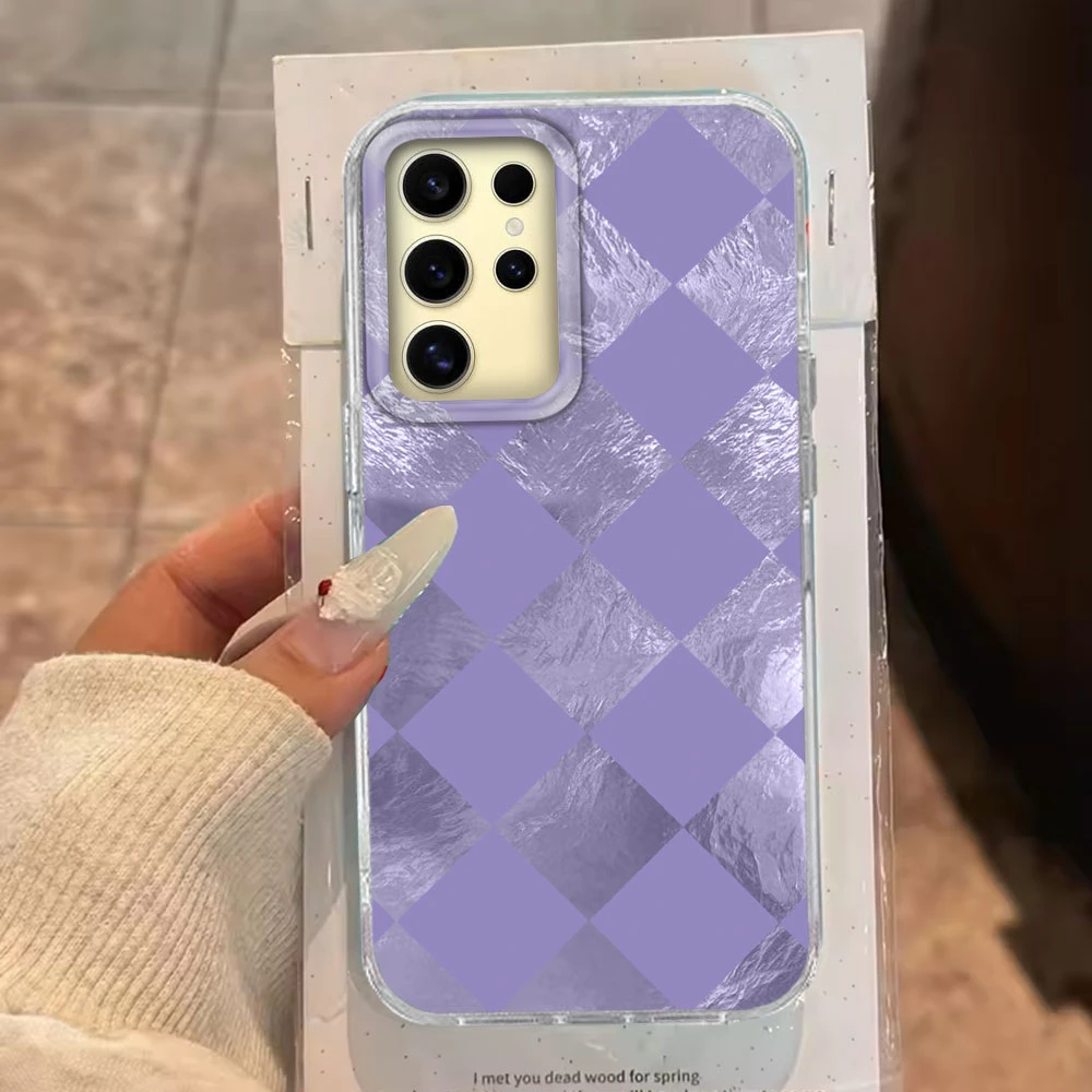  ﻿ Funda de teléfono Vortex con rejilla a cuadros negra para Samsung Galaxy S25 Edge S24 S23 S22 S21 S20 FE Plus Ultra - imagen 5