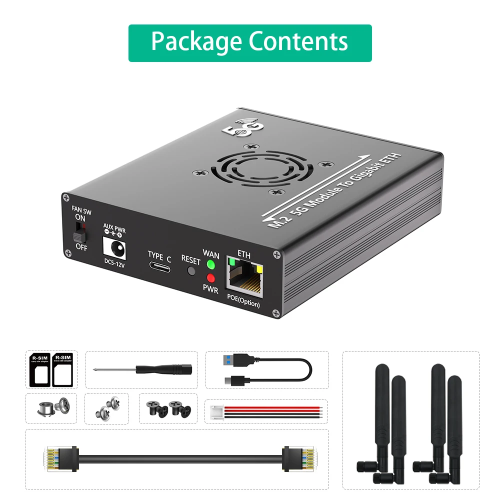 Adaptador NGFF (M.2) a tipo C, módulo POE y ranuras para tarjetas SIM duales, puertos RJ45, el controlador Realtek RTL8125BG admite módulos 4G/5G - imagen 3
