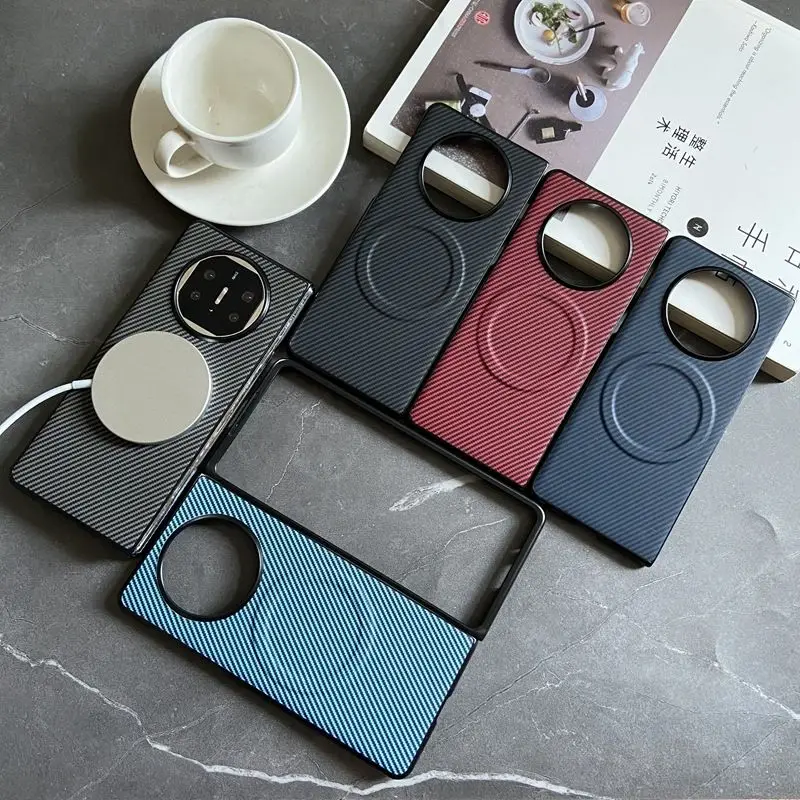 Para OPPO Find N5 funda de silicona suave de fibra de carbono funda protectora trasera magnética para Find N5 N3 N2 Flip cubierta completa