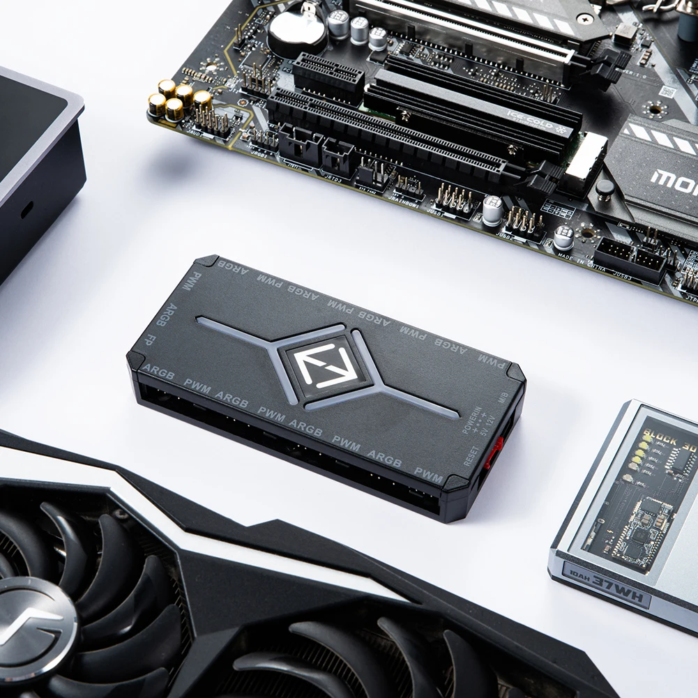 Concentrador de succión magnética PWM con control remoto, Hub de ventilador PWM y ARGB, 3 en 1, 4 pines, 1 a 9 puertos - imagen 2