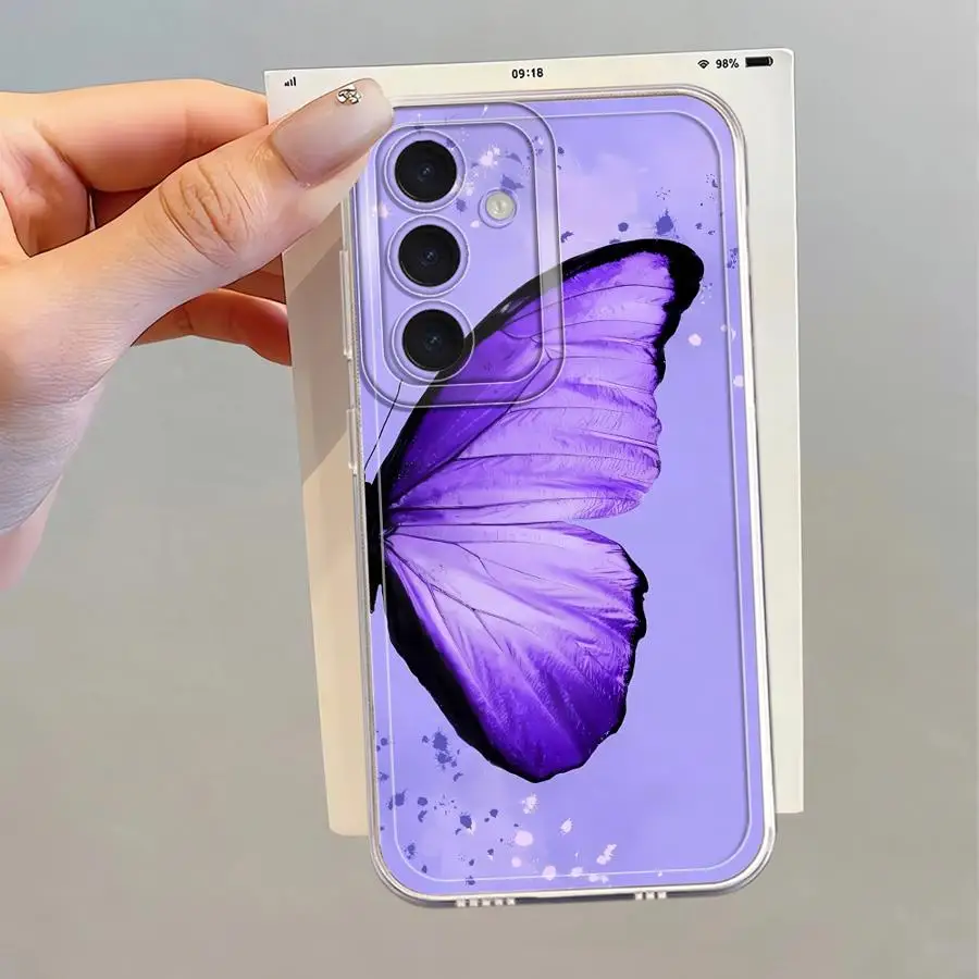 Hermosa funda de mariposa para Samsung Galaxy A22 A71 A72 A13 A73 A15 A12 A35 A16 A25 A35 funda blanda - imagen 4