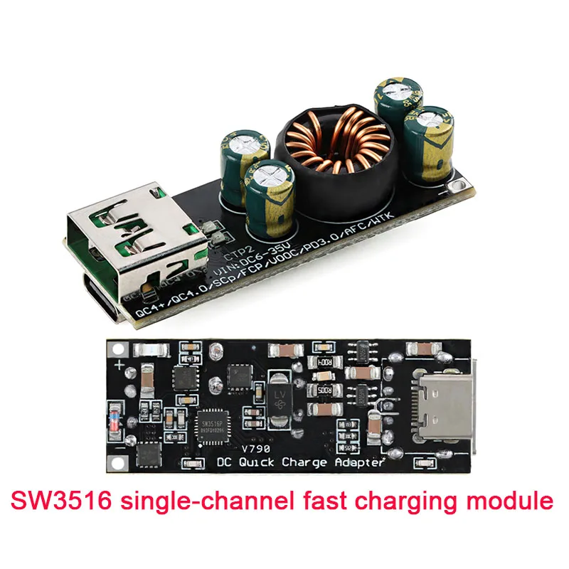 Adaptador de carga rápida para teléfono móvil QC4.0 QC3.0 USB tipo C, módulo reductor de refuerzo de 6 -35V para teléfono móvil SCP/FCP PD - imagen 2