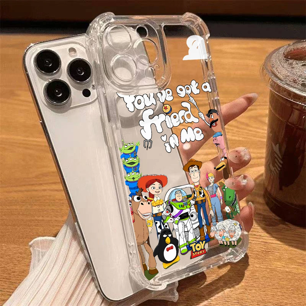 Nueva funda de teléfono Ins Toy Story para iPhone 16 15 14 Plus 13 12 Mini 11 iPhone16 Pro Max X Xs XR 7 8 funda transparente suave a prueba de golpes - imagen 4