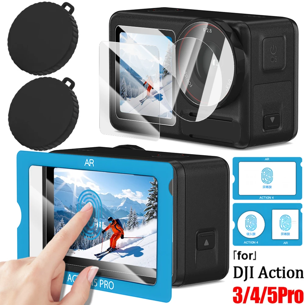 Para DJI Osmo Action 5 Pro 4 3 Protector de pantalla de vidrio templado fácil de instalar tapa de lente de silicona protectores de pantalla frontal trasera HD - imagen 2