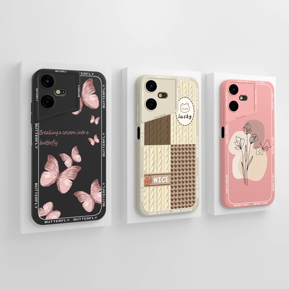 Funda de teléfono para Tecno Pova Neo 3, cubierta trasera de protección de silicona líquida suave, Gato encantador, chica de la suerte - imagen 5
