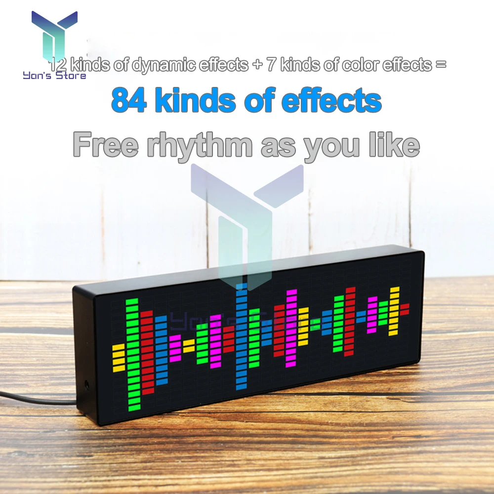 Lámpara LED de escritorio multifuncional para Audio del hogar, 1624 secciones, pantalla de nivel de espectro de música, lámpara rítmica con Control de voz para sonido de coche