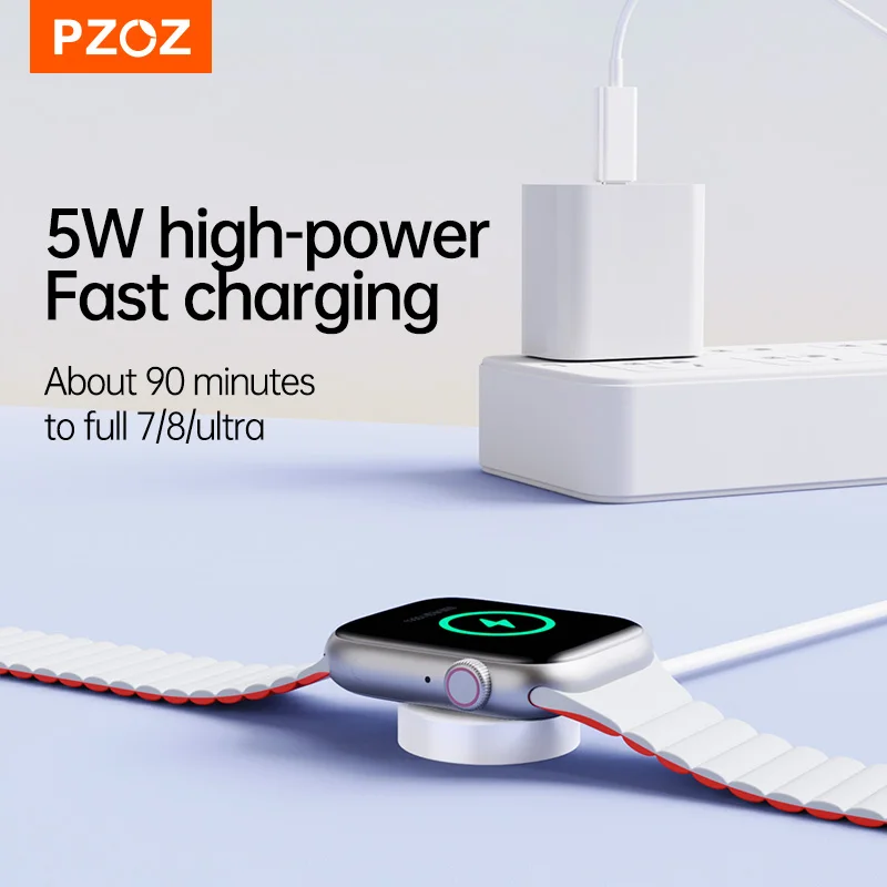 PZOZ carga rápida magnética inalámbrica para Apple iWatch Series 11 10 9 8 7 6 cargador Base de carga Cable de carga Ultra 3 2 tipo C - imagen 4