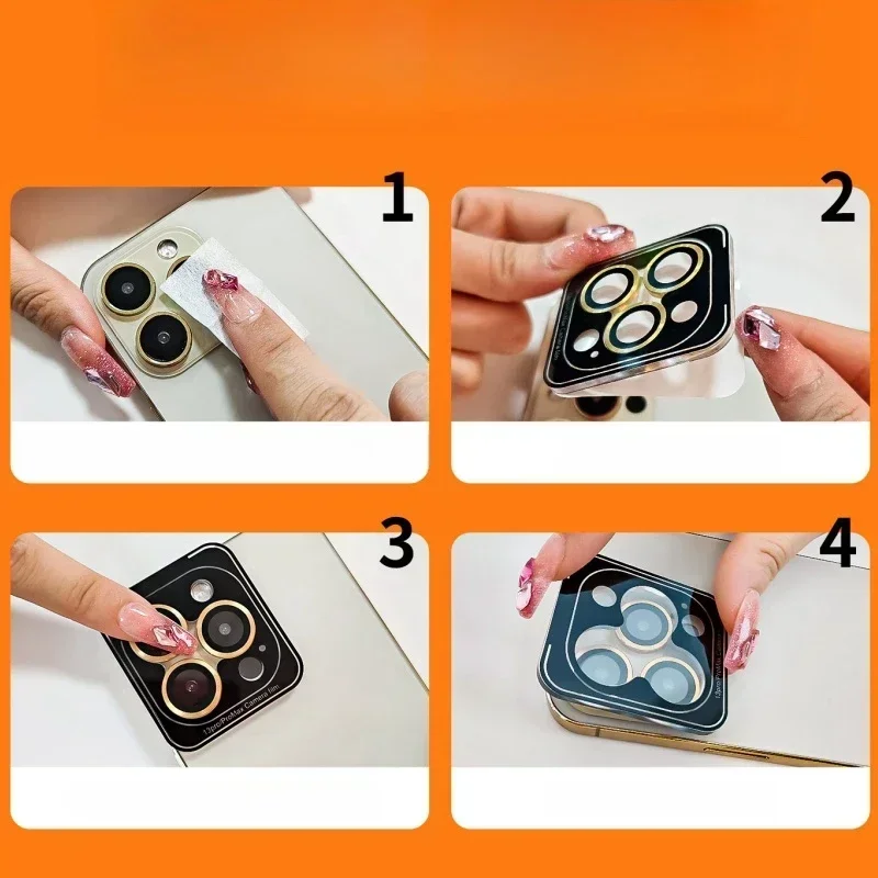 Protector de lente de cámara para IPhone 16, 15, 14, 13 Pro Max 16 Plus, cubierta completa, anillo de lente, tapa protectora de vidrio, fácil instalación, 2-3 Uds. - imagen 5