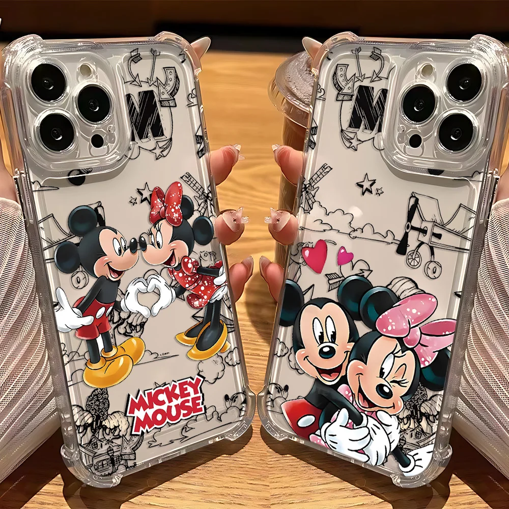 Funda de teléfono bonita de Mickey Minnie para Oppo A3x A3 A78 A74 A76 A72 A58 A57 A54 A53 A38 A31 A15 A17 A16 A9 A7 A5 4G 5G cubierta anticaída