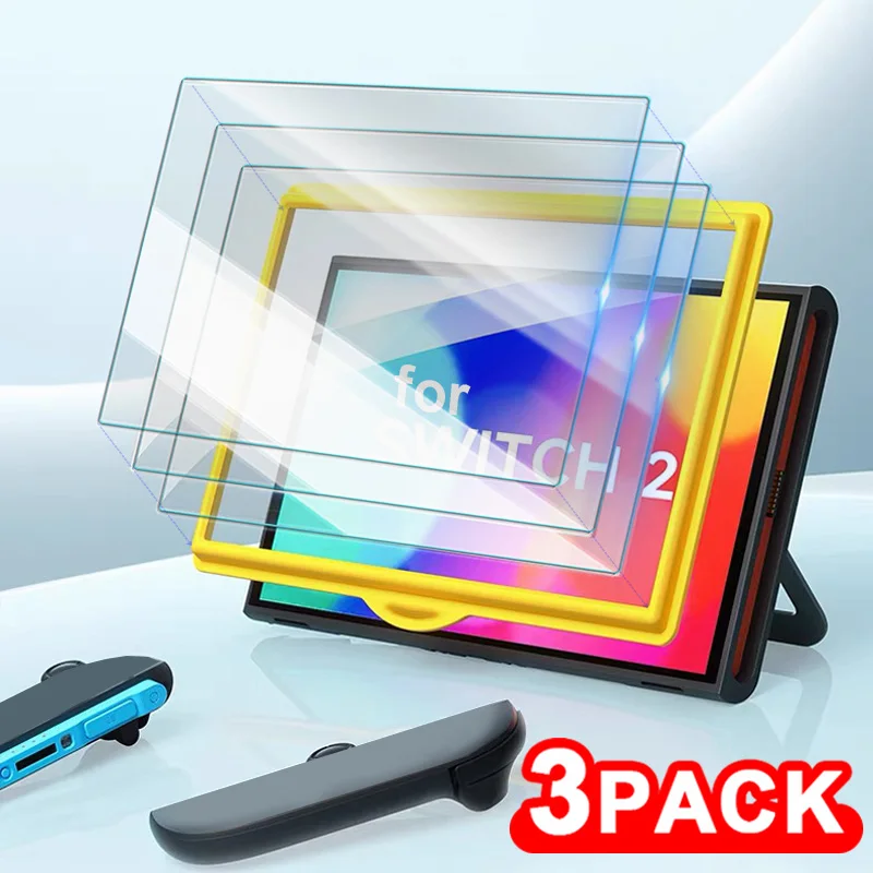 Paquete de 1-3 protectores de pantalla de vidrio templado, película transparente HD con marco de alineación, Estuche De Viaje para Nintendo Switch 2 NS 2 - imagen 2