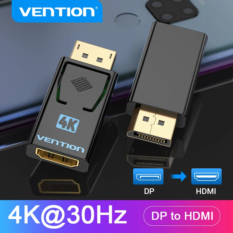 Adaptador Vention DisplayPort a HDMI 4K macho DP a HDMI hembra convertidor de Audio y vídeo para PC portátil proyector DisplayPort a HDMI