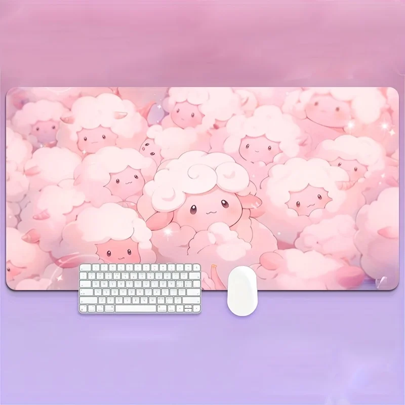 Alfombrilla de ratón de oveja rosa, Base de goma de gran tamaño, antideslizante, accesorios de escritorio para PC, alfombrilla de ratón para oficinas y teclado de jugador, alfombrilla decorativa - imagen 4