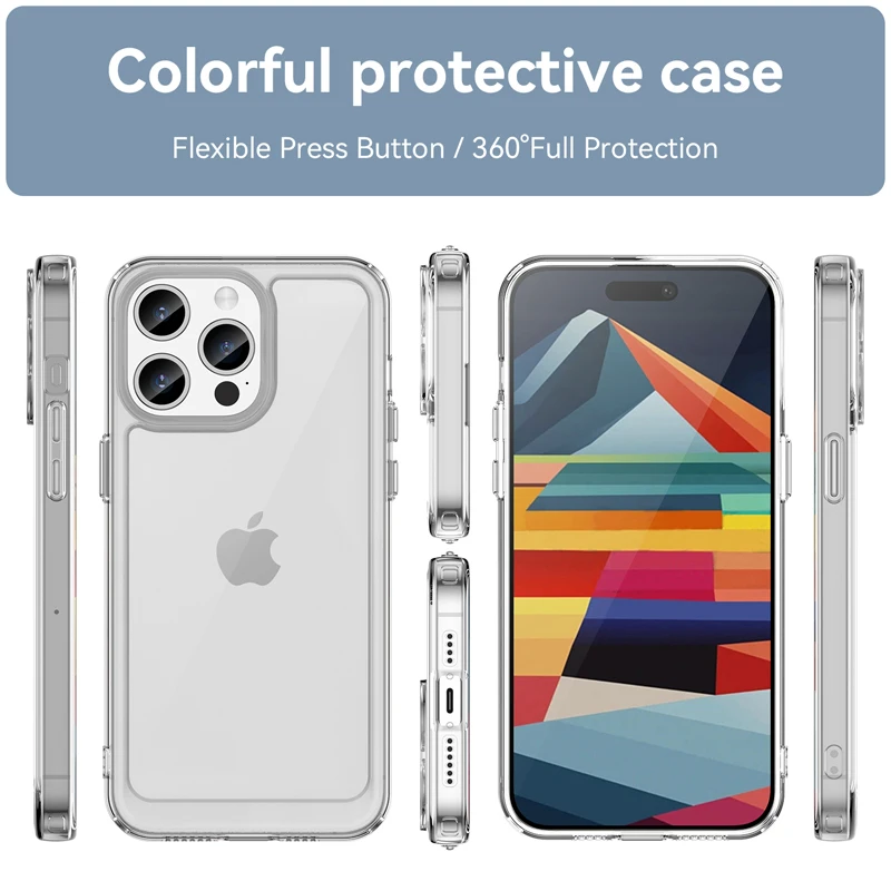 Para iPhone 15 Pro Max funda transparente PC + TPU funda transparente borde suave cubierta trasera a prueba de golpes para iPhone 15 Pro Shell - imagen 4
