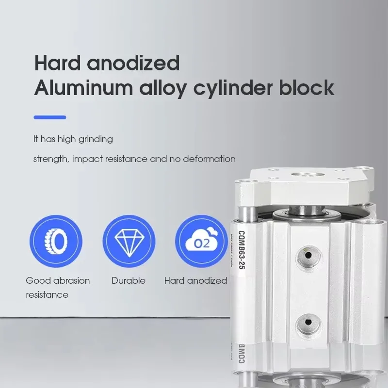 CDQMB CQMB12 CQMB16 CQMB20 CQMB25 CQMB32 CQMB40 50 63 80 100 carrera 5 a 100mm varilla guía compacta cilindro CQM neumático de aire - imagen 3