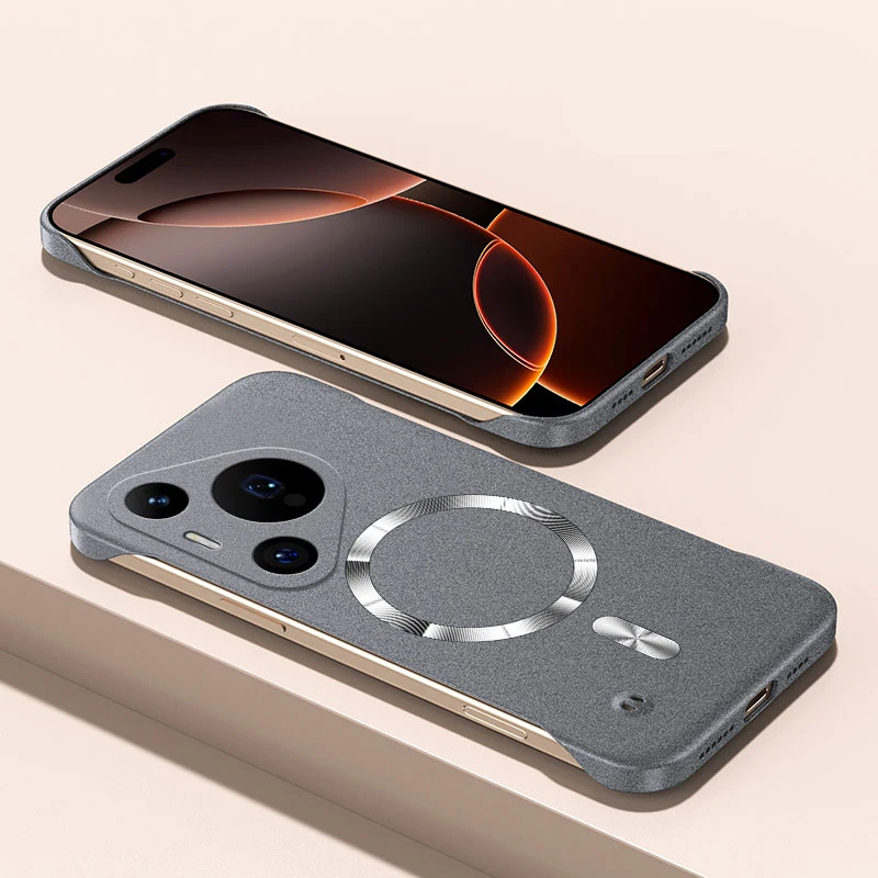 Para Magsafe funda delgada de piedra arenisca sin marco para Huawei P30 P40 P50 P60 Pura 70 80 Pro cubierta dura magnética de carga Ultra inalámbrica - imagen 4
