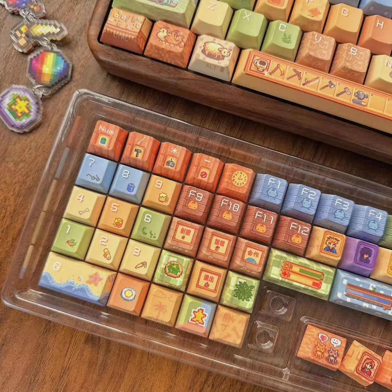 Pixel Star Dew Valley Key Cap teclas de juego 136 teclas PBT Keycap Chreey Keycaps Dye-sub tapas de teclado mecánico para 64/68/71/108 - imagen 3