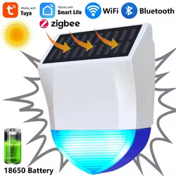Tuya Smart para Zigbee/Wifi sirena alarma impermeable al aire libre con fuente de alimentación Solar y USB opcional Control remoto 95dB