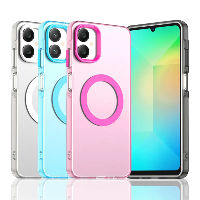 Para Samsung Galaxy A06 4G funda para Samsung A06 A16 A26 A36 A56 cubierta Color caramelo translúcido mate magnético a prueba de golpes parachoques - imagen 2