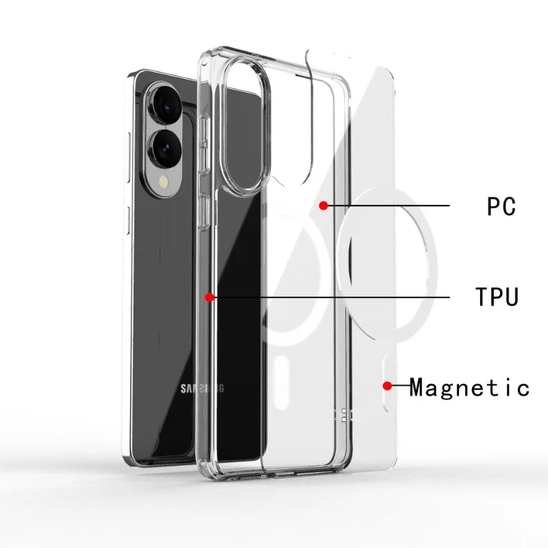 Para Samsung S25 Edge funda delgada para Magsafe carga inalámbrica magnética cubierta acrílica transparente para Galaxy S25edge S25 Ultra S24 FE - imagen 3