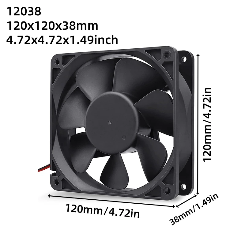 12038 12cm 4,72 pulgadas ventilador DC 12V/24V 0.5A 2 pines doble rodamiento de bolas chasis servidor fuente de alimentación ventilador de refrigeración - imagen 2